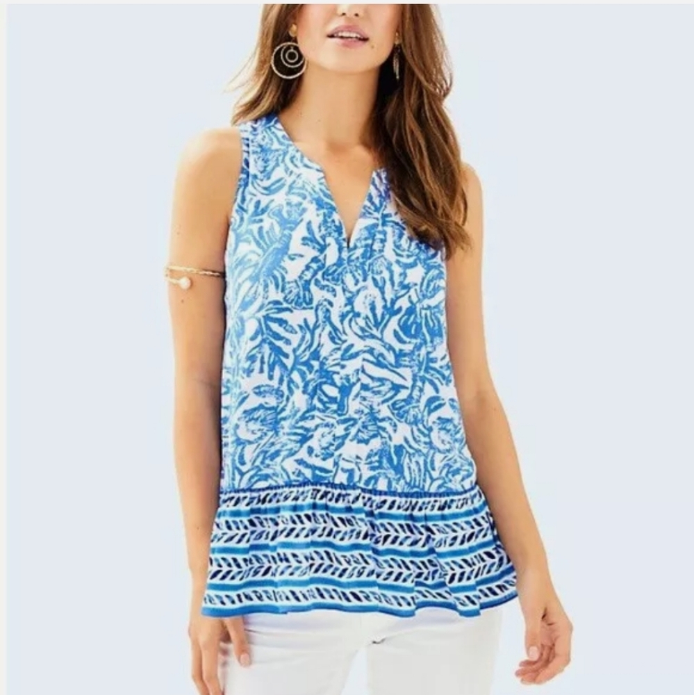 Lilly Pulitzer Gramercy Top Resort Blouse Roll women size S